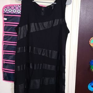 Black mini dress pleather striping